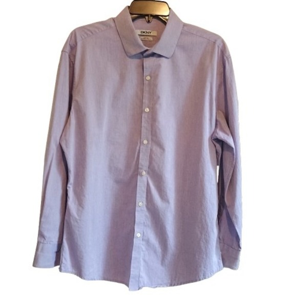 DKNY Slim Fit Natural Stretch Light Purple Men's Long Sleeve Shirt - Picture 1 of 10